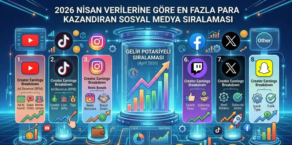 2026 Nisan Verilerine Göre En Fazla Para Kazandıran Sosyal Medya Sıralaması