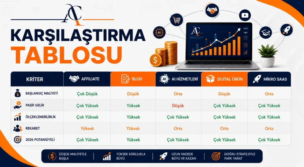 En Karlı Online İş Modelleri Karşılatırma Tablosu